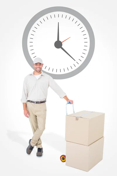 Delivery man with cardboard boxes — Stock Photo, Image