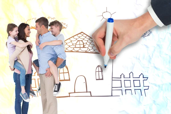 Side view of parents giving piggyback — Stock Photo, Image