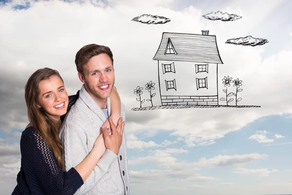 Imagen compuesta de retrato de feliz pareja joven — Foto de Stock