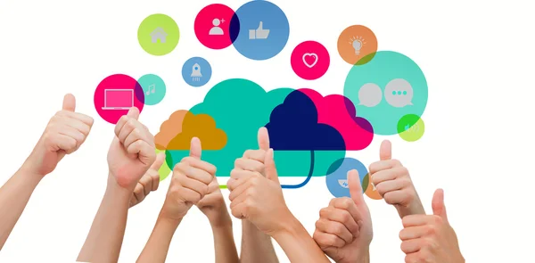 Composite image of group of hands giving thumbs up — Stock Photo, Image