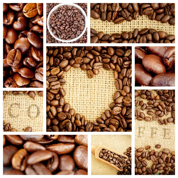 Image composite du tiret coeur dans les grains de café — Photo