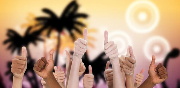 Composite image of hands showing thumbs up — Stock Photo, Image