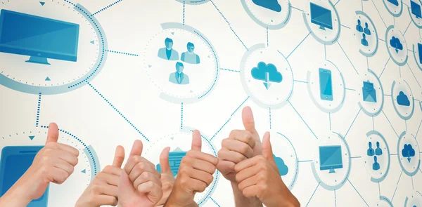 Composite image of hands giving thumbs up — Stock Photo, Image