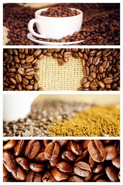 Sabah kahve çekirdekleri ile bileşik görüntü — Stok fotoğraf
