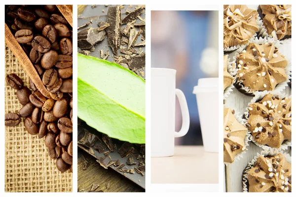 Pá de madeira com grãos de café — Fotografia de Stock