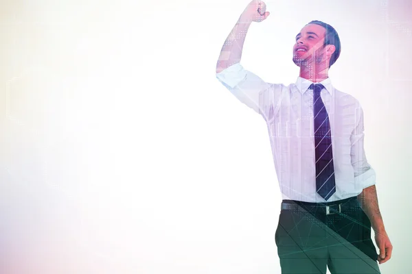 Empresario animando con el puño cerrado — Foto de Stock