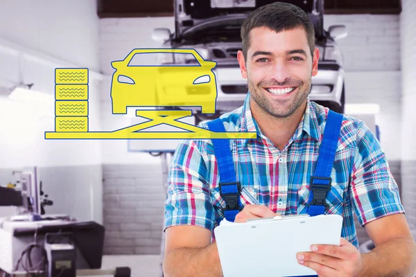 Plumber writing on clipboard — Stock Photo, Image