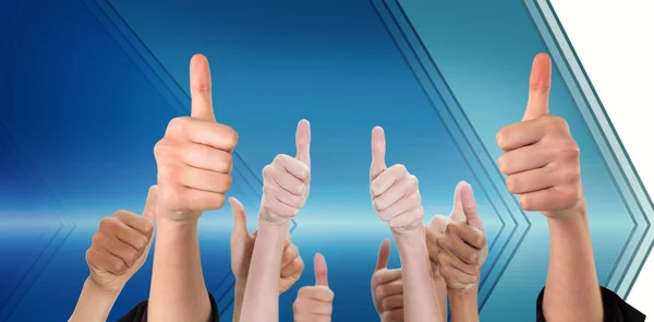 Composite image of hands showing thumbs up — Stock Photo, Image