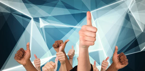 Composite image of hands showing thumbs up — Stock Photo, Image