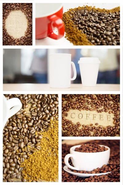 Zusammengesetztes Bild von Kaffee und Becher — Stockfoto