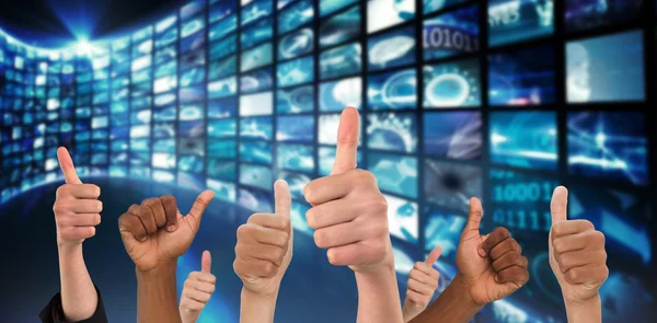 Composite image of hands showing thumbs up — Stock Photo, Image