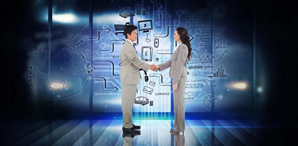 Composite image of business people shaking hands — Stock Photo, Image