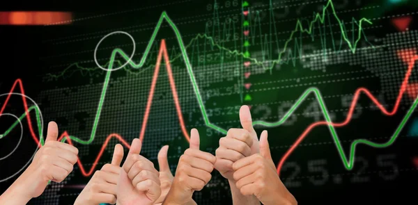 Composite image of hands giving thumbs up — Stock Photo, Image