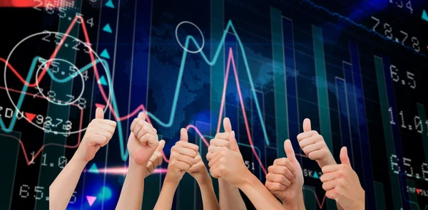 Composite image of group of hands giving thumbs up — Stock Photo, Image