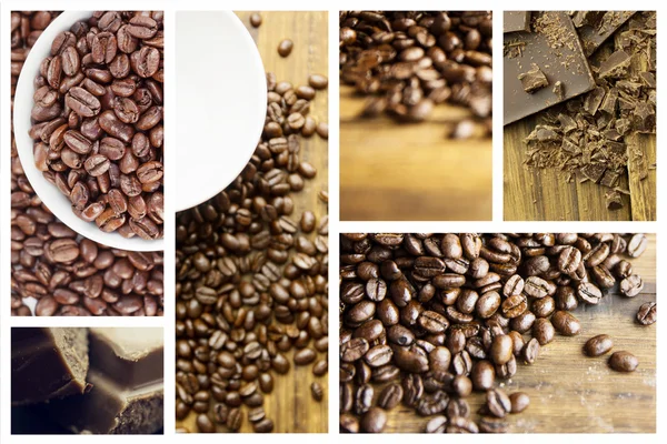 Image composite de tag et grains de café — Photo