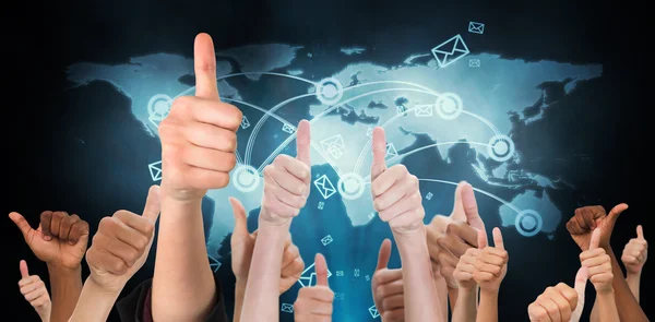 Composite image of hands showing thumbs up — Stock Photo, Image