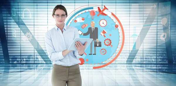 Composite image of businesswoman using tablet pc — Stock Photo, Image