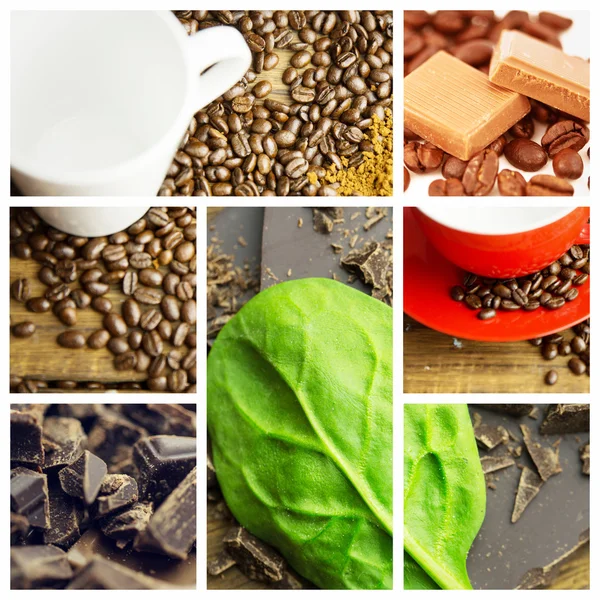 Composite image of coffee beans and cup — Stock Photo, Image