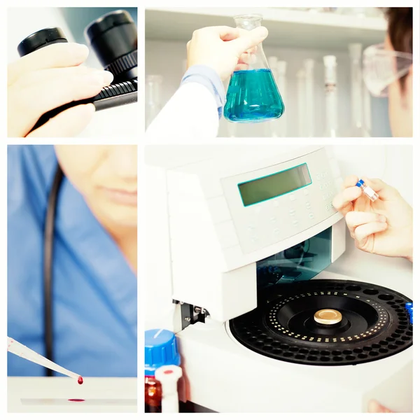 Asistente de laboratorio masculino usando una centrifugadora — Foto de Stock