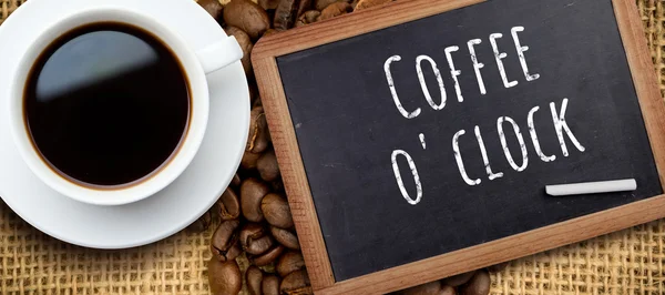 Imagem composta de xícara branca de café — Fotografia de Stock