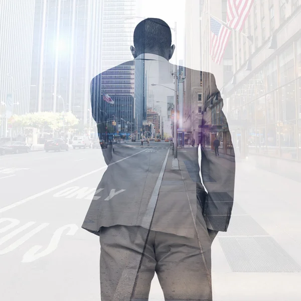 Composite image of thinking businessman — Stock Photo, Image