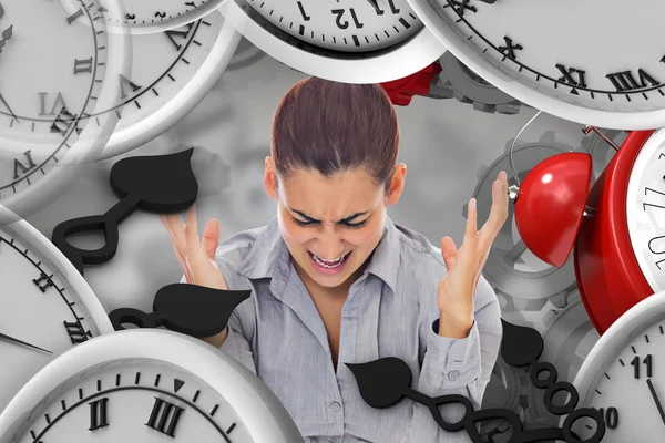 Composite image of frustrated businesswoman shouting — Stock Photo, Image