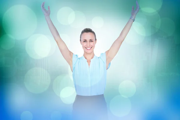 Businesswoman with arms raised — Stock Photo, Image