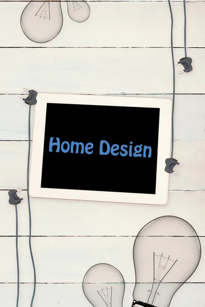 Дизайн будинку проти планшетів і вилки — стокове фото