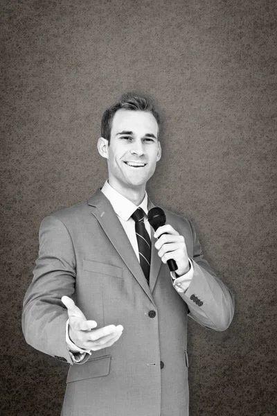 Businessman giving speech — Stock Photo, Image