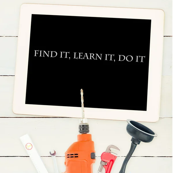 Find it, learn it, do it against tools — Stock Photo, Image