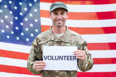 American soldier holding recruitment sign clipart