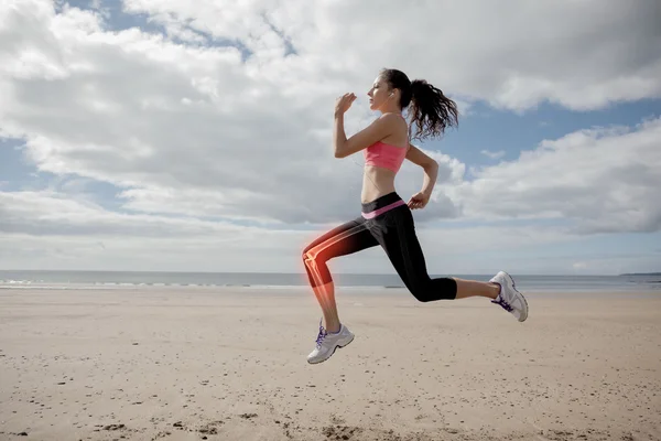 Markerade ben ben av jogging kvinna — Stockfoto