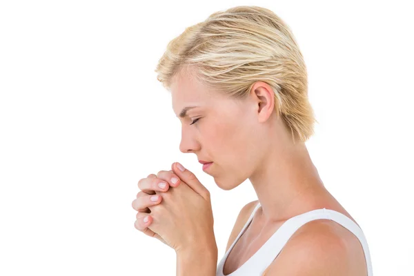 Mujer rubia bonita rezando —  Fotos de Stock