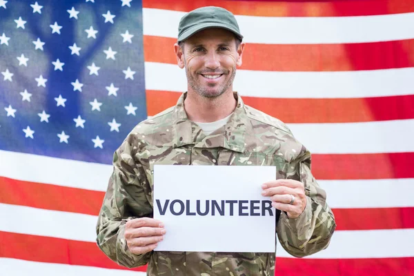 Soldado americano con signo de reclutamiento —  Fotos de Stock