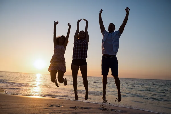 Freunde amüsieren sich am Strand — Stockfoto