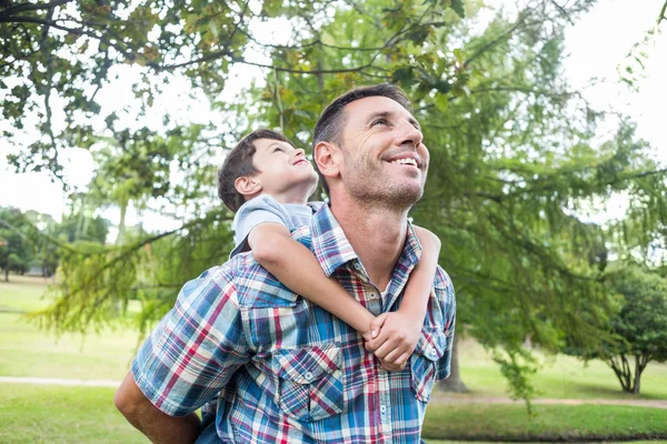 Baba ve oğul parkta eğleniyor — Stok fotoğraf