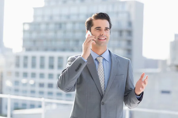 Hombre de negocios sonriente hablando por teléfono —  Fotos de Stock