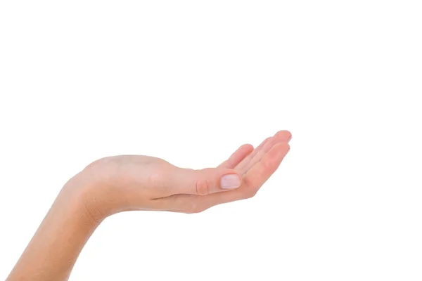 Woman presenting with her hands — Stock Photo, Image