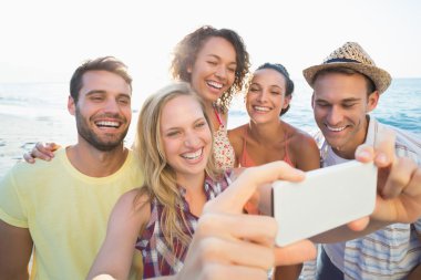 group of friends taking selfies  clipart