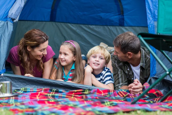 Happy family in the park together — Stock Photo, Image