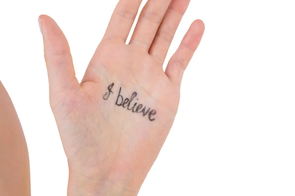 Hand showing the words I believe — Stock Photo, Image