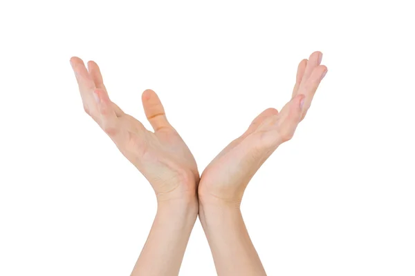 Woman presenting with her hands — Stock Photo, Image