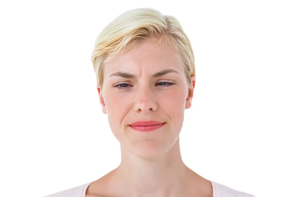 Serious woman frowning — Stock Photo, Image