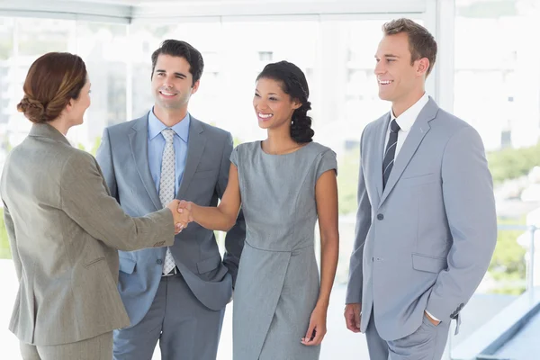 Business team meeting their partner — Stok fotoğraf