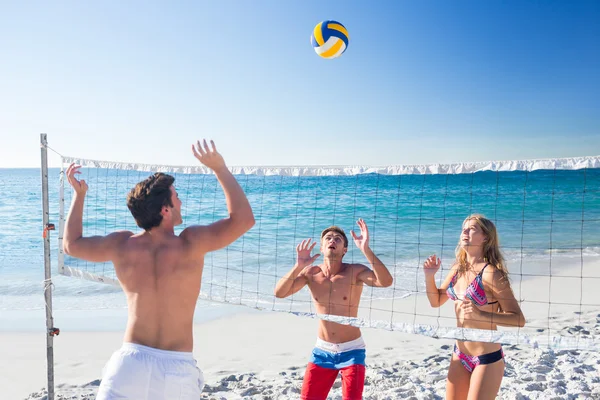 Grupo de amigos jugando voleibol — Foto de Stock