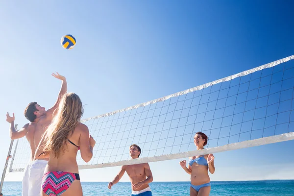 Groep vrienden spelen volleybal — Stockfoto
