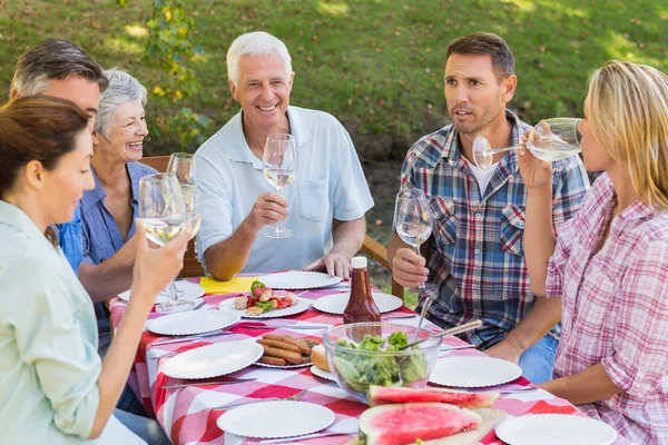 Familj som har picknick i parken — Stockfoto