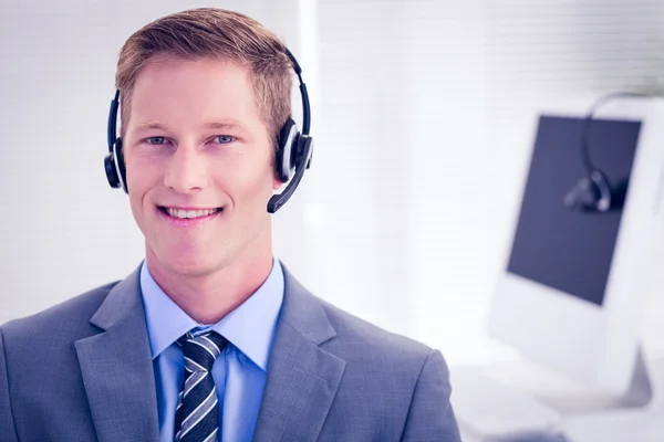 Handsome agent wearing headset — Stock Photo, Image