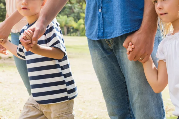 Familie hält Händchen — Stockfoto