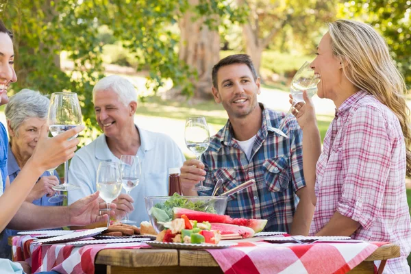 Familia haciendo picnic en el parque — Foto de Stock